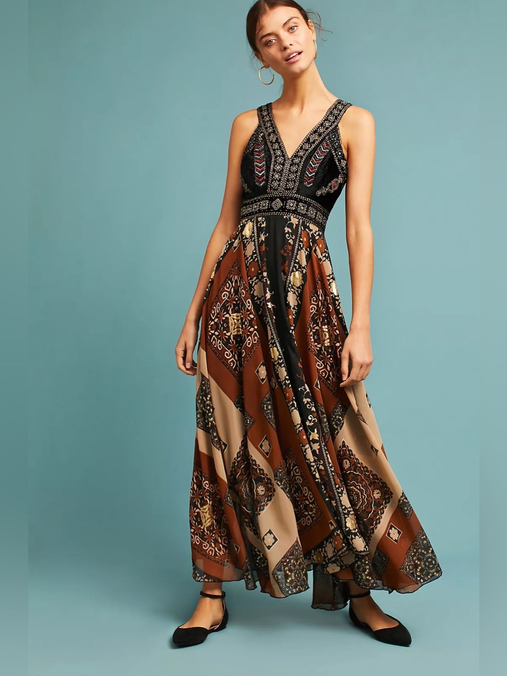 NWT Anthropologie / RAGA | Shenia Embroidered Maxi Dress, XSP